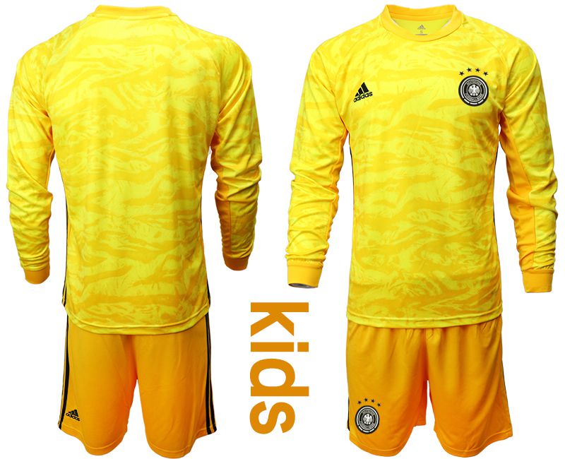 Youth 2019-2020 Season National Team Germany yellow goalkeeper long sleeve Soccer Jersey
